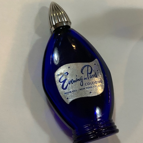 Evening In Paris Bottle Cobalt Blue Glass Lot Vintage 40s - Picture 2 of 4